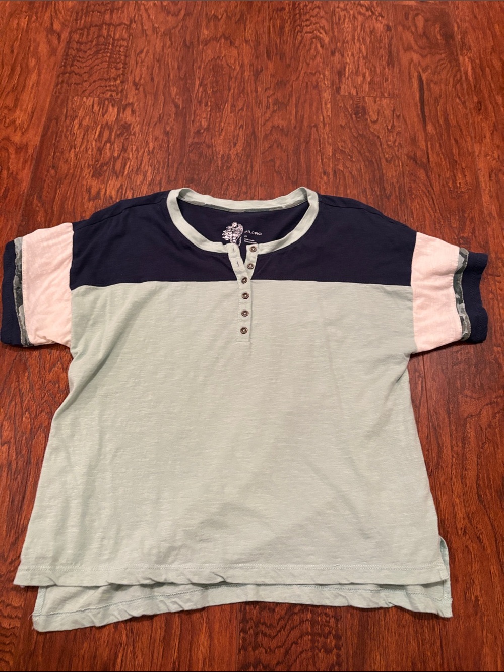 Pilcro colorblock short sleeve henley shirt